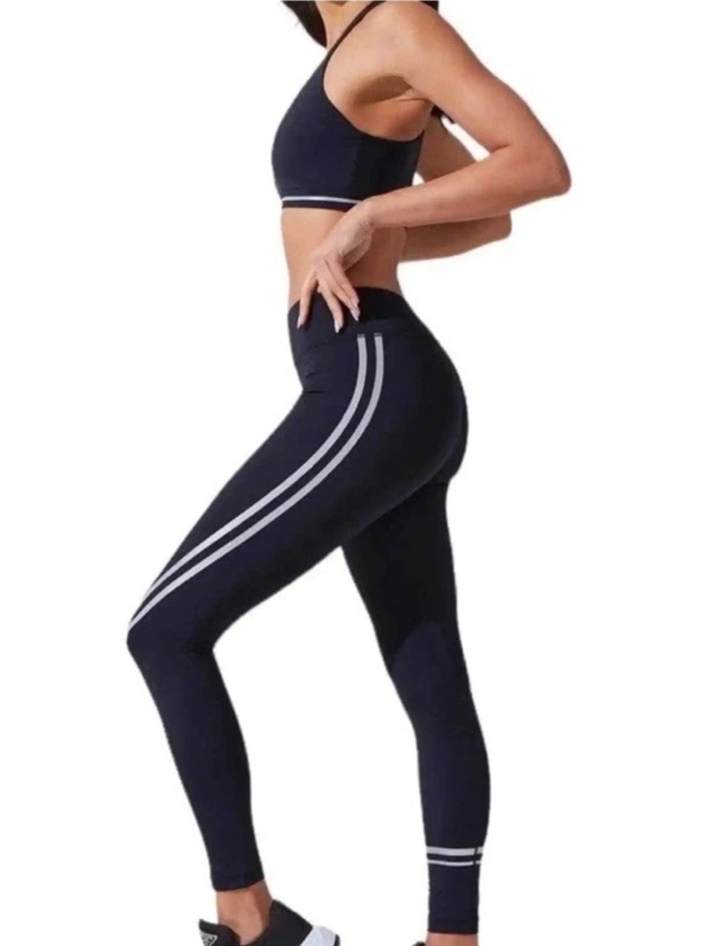 Noli 2 Piece Set Elevate Sports Bra and Hype Leggings - Black Reflective, size S